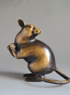 全铜书桌十二生肖老鼠旺财工艺品