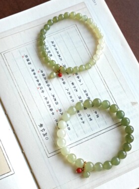 QIANTAO「玉蕊」原创天然晴水渐变和田玉手串女生情侣文艺礼物