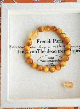 QIANTAO「天禄」中式天然金虎眼黄水晶貔貅手串好运手链情侣礼物