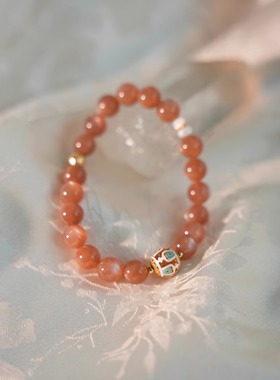QIANTAO「回枫」原创中式天然橙月光石水晶手串国风手链女生礼物
