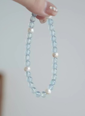 QIANTAO原创天然冰川海蓝宝手串