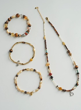 QIANTAO「境树」原创复古天然石多宝项链虎眼石高级感锁骨链女生