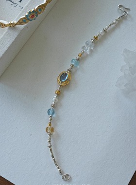 QIANTAO原创「浮澜语」天然925纯银天然多宝水晶碎银子手链女礼物