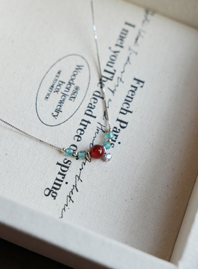 QIANTAO「澜山」原创天然玛瑙托帕石水晶项链925银锆石钻吊坠礼物