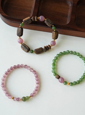 QIANTAO「风中花」天然芽庄奇楠沉香多宝手串助眠水晶静心礼物