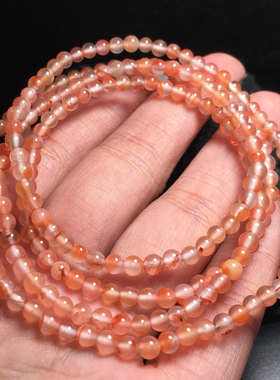 3.8mm天然南红玛瑙冰飘花女款多圈时尚饰品礼物送女友闺蜜生日