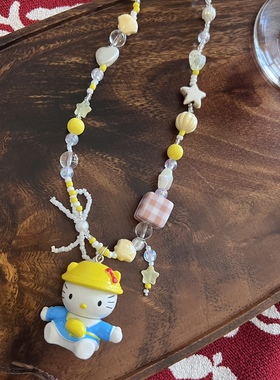 多巴胺彩色串珠KT猫黄色系吊坠