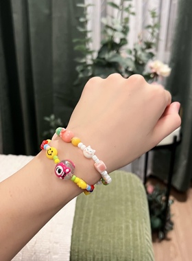 七彩玉串珠转运KT猫手链