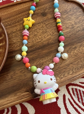 手串亚克力项链可爱KT猫kitty猫彩色日韩短款颈链个性趣味卡通女