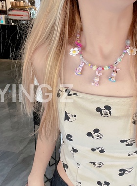 串珠可爱女生紫色夏季星黛露项链