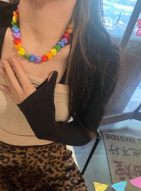 七彩爱心糖果小红书亚克力项链