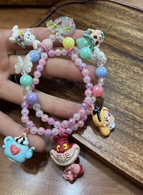柴郡猫晃晃可爱手链彩色串珠