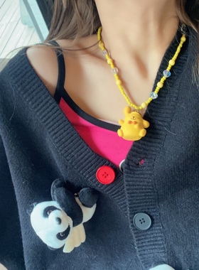 小熊布丁狗串珠项链女生