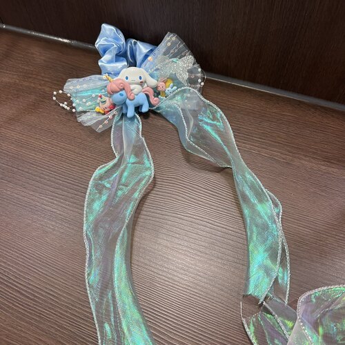 日韩卡通可爱长款飘带美乐蒂玉桂狗骑马大肠圈蝴蝶结发绳夸张头绳 - 图1