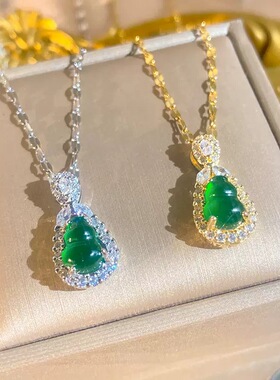 【钛钢】2新款璀璨满钻仿玉髓系列防掉色防过敏项链精致流苏葫芦