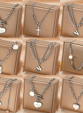 【通体钛钢】2不掉色不过敏简约卫衣链男士项链百搭潮女士锁骨链