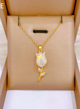 【钛钢】1防掉色防过敏锆石轻奢气质华丽满钻钛钢项链百搭锁骨链