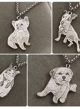 定制宠物照片猫咪吊坠钛钢