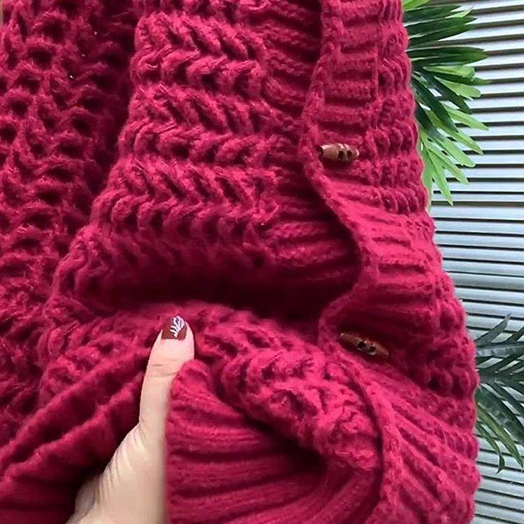 专柜撤回秋季新款可甜可盐百搭休闲显瘦糯慵懒风树莓色牛角扣毛衣,淘宝优惠券,粉丝福利购,淘宝优惠卷