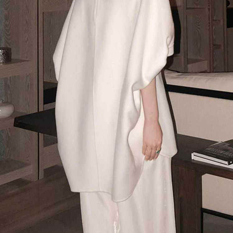 专柜撤回2025夏季慵懒风时尚洋气时髦气质宽松休闲白色短袖T恤女 - 图1