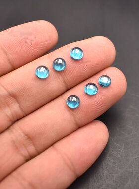 海蓝宝石圆形平底半面素面宝石裸石海兰色锆石2mm3mm4mm5mm6mm