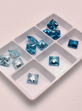 浅海蓝宝石正方形 深公主方海兰锆石裸石 首饰品戒面镶嵌用石diy