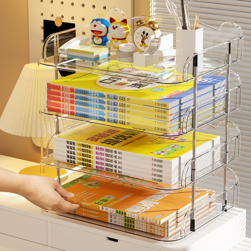 学科分类置物架学生桌面书本收纳架书桌A4文件整理神器分层书架 - 图2