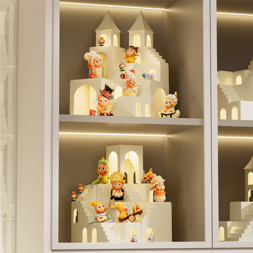 盲盒展示架柜内阶梯摆件造景带灯适用泡泡玛特萌粒星星人手办收纳 - 图3