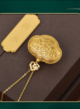 S925纯银香囊吊坠女花丝复古宫廷风平安锁端午节香囊纯银项链饰品