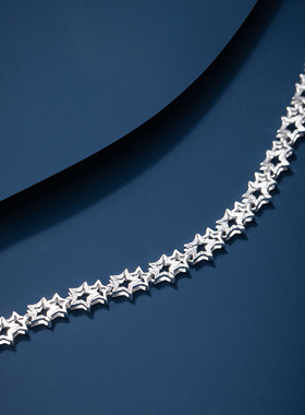 满天梵星足银999手链原创设计镂空星星手环中国风雕刻流星雨手饰