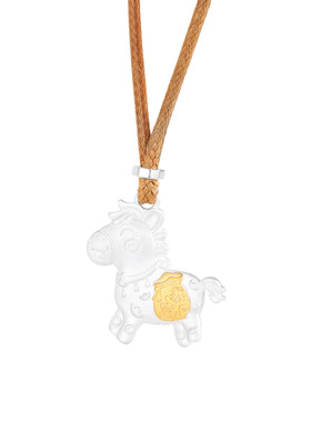 s925纯银可爱小马项链男女编绳毛衣链马上有钱暴富2026本命年马年