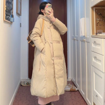 Sub-Yu Homemade Pregnant Woman Coat Winter New 90 White Duck Suede Cap Single Row of Loose Down Clothing in Long Loose Down