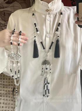 汉服璎珞背云长款流苏吊坠项链新中式古风国风复古小众马面裙配饰