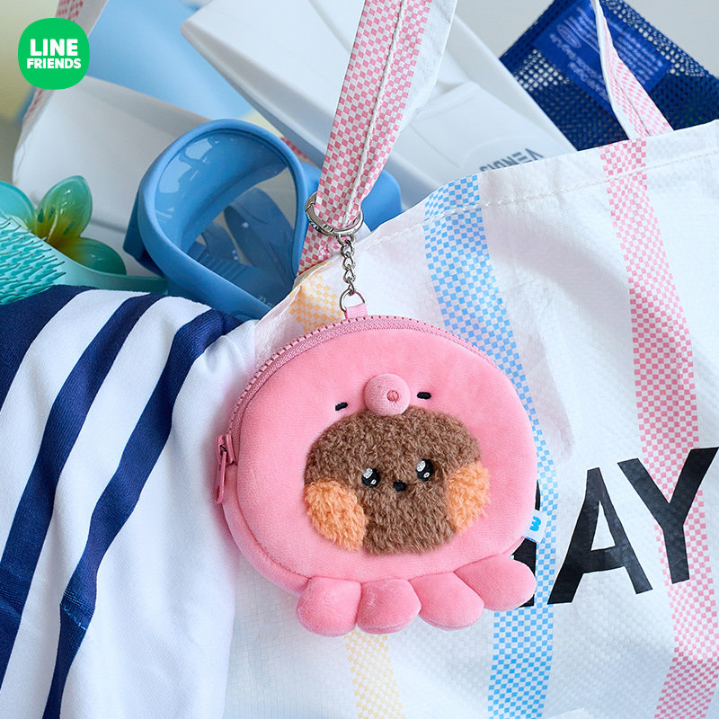 LINE FRIENDS连我朋友 minini 海底世界系列毛绒零钱包 多功能,淘宝优惠券,粉丝福利购,淘宝优惠卷