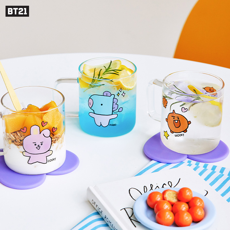 BT21玻璃杯动漫卡通透明夏季家用办公室大容量水杯 LINE FRIENDS-图0