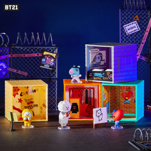 BT21娃娃屋摆件动漫卡通萌趣玩具桌面公仔摆件盒LINE FRIENDS-图0