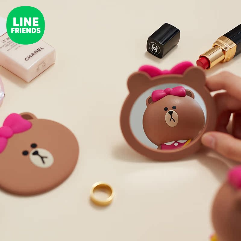 LINE FRIENDS 丘可周边化妆镜女 动漫可爱潮