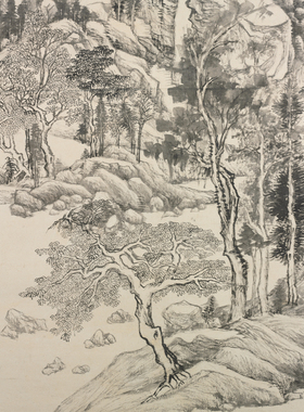 馆藏A20明董其昌青弁图纸本国画心字画宣纸高清微喷画芯打印