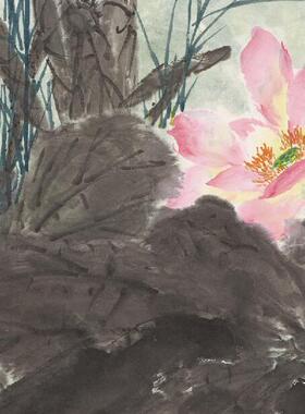 荷花国画装饰画名人字画宣纸复制