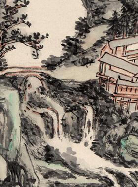 黄宾虹怀古山水图纸本国画装饰画