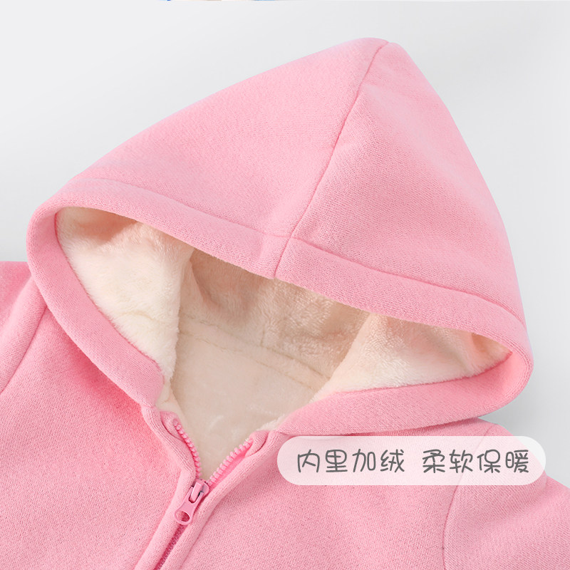 新生儿宝宝冬季加绒可爱外出哈衣 qibaylor七贝乐连身衣/爬服/哈衣