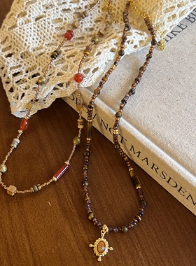 阿婉天然石美拉德复古叠戴毛衣链