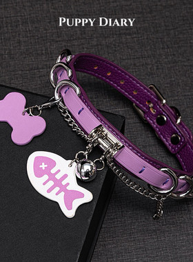 紫色骨头铃铛choker项圈刻字