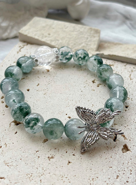 天然水晶绿色水晶招财蝴蝶手链