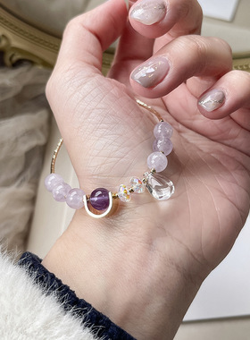 天然紫玉手链女小众设计