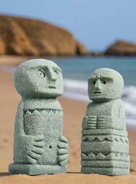 巴厘石人青砂石微景观造景鱼缸摆件盆景创意个性工艺品桌面装饰