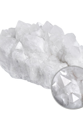 天然白水晶晶簇摆件原矿石白水晶晶簇消磁净化家居公室桌面摆件