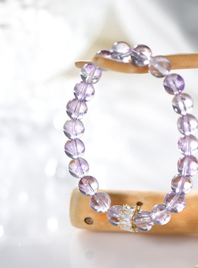 天然玻利维亚紫水晶8mm圆珠圈手链ins设计手工制作手串饰品