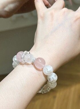 天然白幽灵白水晶无事牌手链