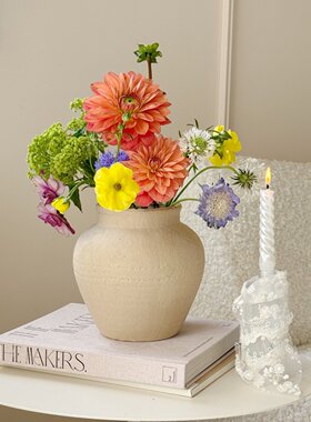 侘寂风高级感小众粗陶花瓶